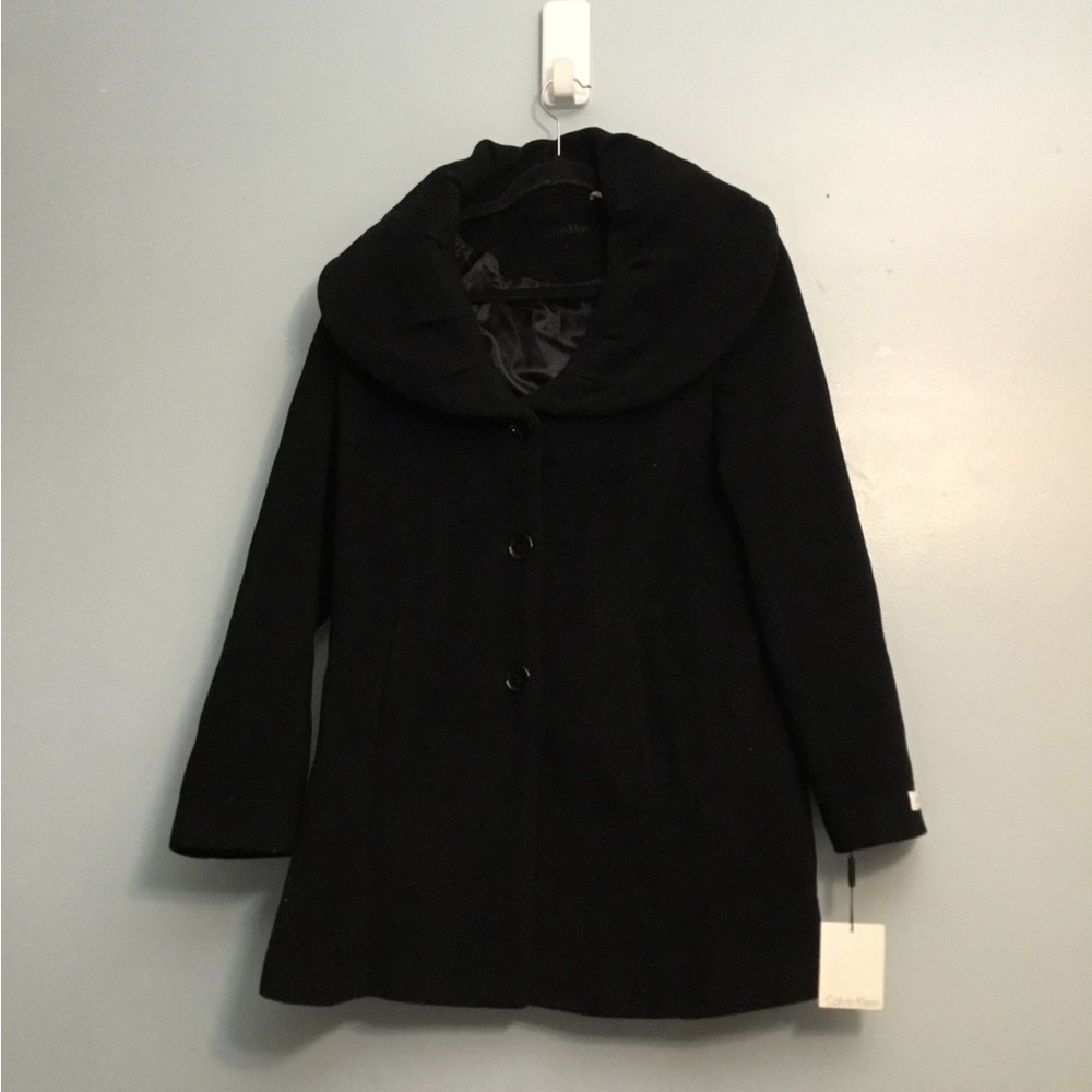 Calvin Klein Black Pea Coat for Women